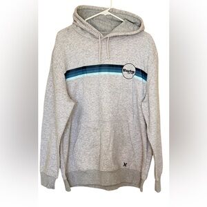 Hurley Heather Mauve Gray Hoodie XL Pullover Fleece Sweatshirt Striped Logo